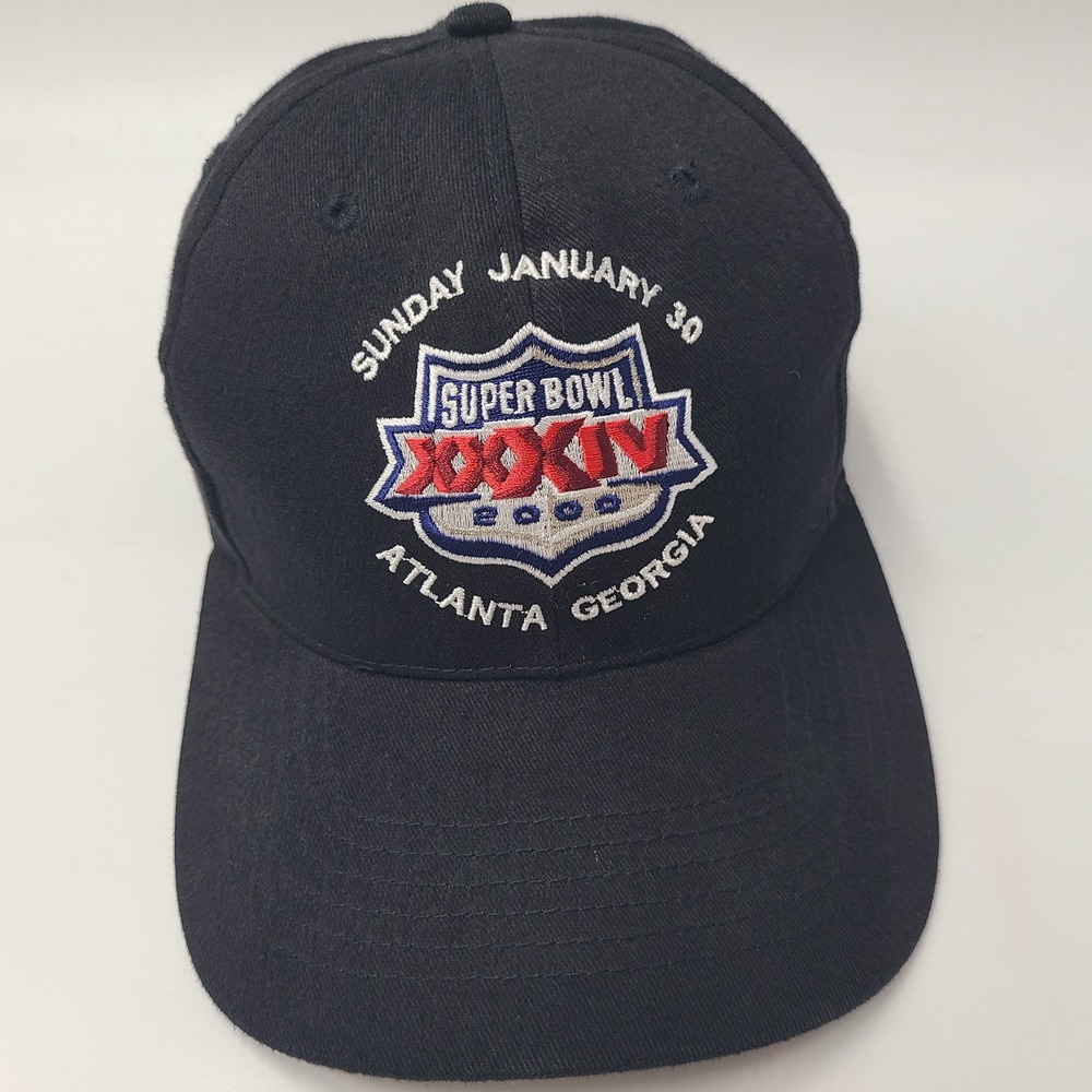 Vintage Super Bowl XXXIV Hat Snapback (Fits Small) Logo 7 Black NFL Atlanta 2000